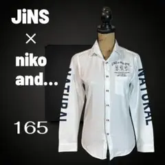 美品✨【Jins niko and】コラボロゴプリントシャツ　ホワイト　165