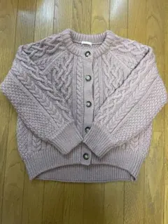 GU ケーブル編み ニットカーディガン　ベージュピンク　Mサイズ