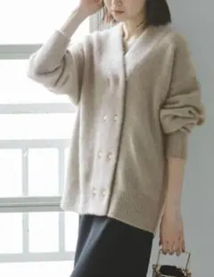 noble YAK/ヤク ダブルボタンニットカーディガン グレー