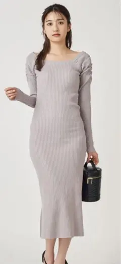 ロイヤルパーティ＊洗えるマーメイドニットワンピース （ライトグレー）