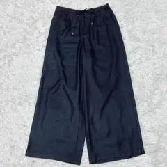 7-IDconcept ワイドパンツ L フランドル ネイビー ウエストゴム