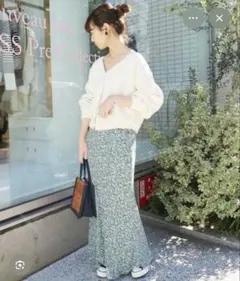 SLOBE IENA 花柄 ロングスカート グリーン 36のサムネイル