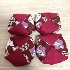 ハンドメイド お手玉 4個セット 和柄 猫　知育玩具 手遊び 脳トレ