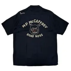 King Louie 刺繍 レーヨン 半袖 ボーリング シャツ ブラック M