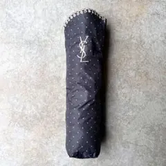 YSL イヴサンローラン 折りたたみ日傘 ドット柄 ロゴ刺繍　ブラックのサムネイル