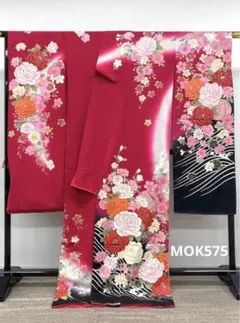 振袖 仮絵羽 銀 金駒 金彩 紋意匠 正絹 未仕立て品 八掛付き MOK532