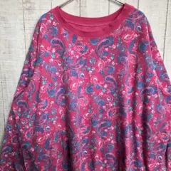 古着　長袖　スウェット ペイズリー柄　総柄　アメカジ オーバーサイズ