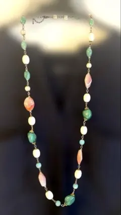 天然石　ロングネックレス