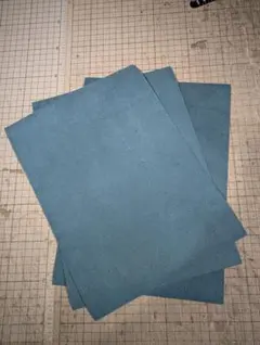 イタリアンレザー　ブッテーロ　ヌメ革床革　A4　ディープブルー　3枚セット