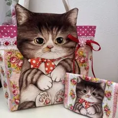 コヤンイサムチョン　ハンドメイド　トートバッグ　サバネコ　ポーチ付き　薔薇柄