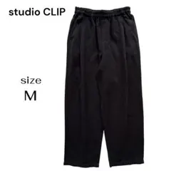 studio CLIP スタディオクリップ 綿麻 イージー ワイドパンツ 黒 M