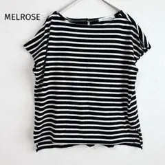 メルローズ Tシャツ ボーダー 綿100％ モノクロ スリット シンプルのサムネイル