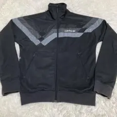 00s adidas トラックジャケットブラックグレー　ジャージ