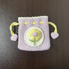 【No.10】かぎ編み　ポーチ　ミニ巾着　巾着袋　ハンドメイド