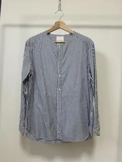 STILL BY HAND ストライプ ノーカラーシャツ 48のサムネイル
