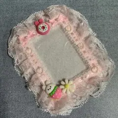 硬質トレカ ケース デコ ピンク レース リボン