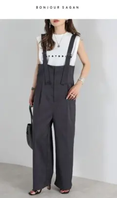 【新品】 BONJOUR SAGAN ハイウエストワイドサロペット
