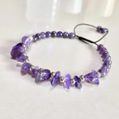 天然石ブレスレット　パワーストーンブレスレット　天然石ビーズ　アメジスト