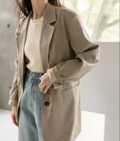 mystic テーラードジャケット　チェック　ジャケット　ビックシルエット