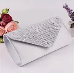 ラインストーン パーティーバッグ シルバー 結婚式・フォーマル・2WAY対応