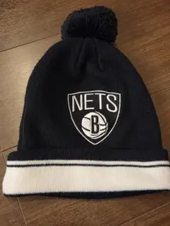 Mitchell & Ness NETS ニット帽 ポンポン　黒のサムネイル