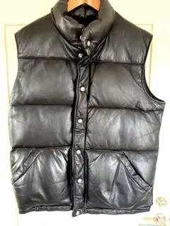 Schott ショット レザーダウンベスト L ブラックのサムネイル