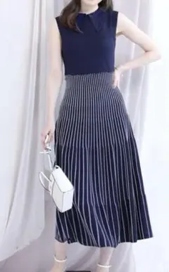 Apuweiser-riche衿付ストライプニットワンピースアプワイザーリッシェ