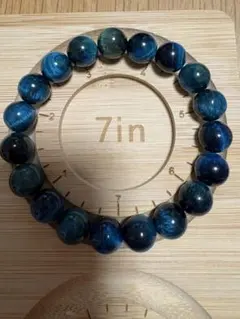 No15天然石レイクブルータイガーアイブレスレット 7インチ
