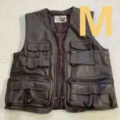 《訳あり》RUCK DAM　フェイクレザー　ベスト　M　茶　ブラウン　中綿