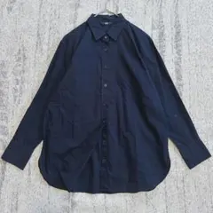 ユニクロ　UNIQLO　エクストラファインコットンシャツ　長袖　ブラウス　紺　M