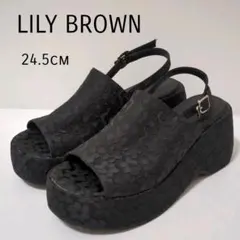 LilyBrown　ジャガードフラットフォームサンダル　黒 24.5cm 　厚底のサムネイル