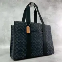 ✨極美品✨ラージ　スミス　シグネチャー　デニム　トートバッグ　肩かけ　ネイビー