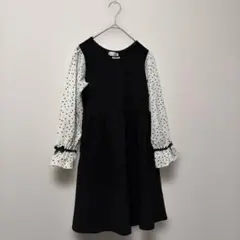WILL MERY ワンピース 130 ブラック・ホワイト　ドット