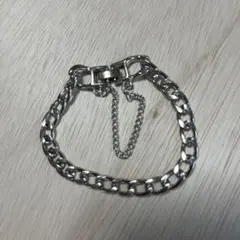 シルバーカラー チェーンブレスレット トグルクラスプ 長さ21cm 幅10mm