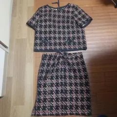 SONIA RYKIEL ツイードチェック柄 半袖トップスとスカートセット