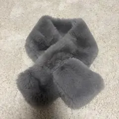 ノーブランド　レディース　大人用　ファーマフラー　グレー