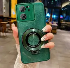 Xiaomi 13t 新品未使用 ラメ入りグリーンケース マグネット スタンド