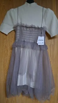 GRL ニット×チュールミニワンピースセットアップ(3way)