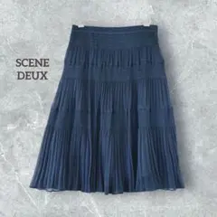 【セーヌドゥ】 マルチプリーツスカート 総ゴム 楽ちん 裏地付き ロング 黒