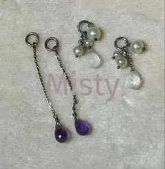 Misty ミスティ イヤチャーム アメジスト パール クリスタル 2個SET
