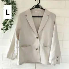 テーラードジャケット　薄地　春夏服　L 通気性　軽量　ホワイトベージュ