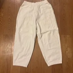 ホワイト ワークパンツ ゴムウエスト