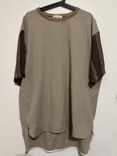 masterkey オーバーサイズTシャツ ベージュ ストライプ袖