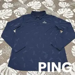 PING（ピン)メンズゴルフ 長袖シャツ 長袖ポロシャツ　総柄ジャガード