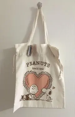 新品＊スヌーピー　帆布2wayトートバッグ 巾着ショルダーバッグD
