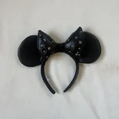 ディズニー　ミニーカチューシャ　黒　レザー