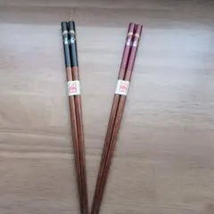 ウサギのイラスト付き木製箸 2組セット