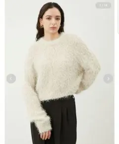 Mila Owen クルーネックシャギーニットトップスファー風ニット セーター