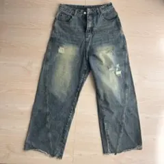 Menes buggy denim Dirty Blue wide denim - メルカリ