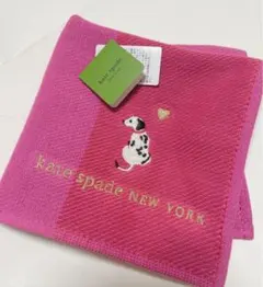 ケイトスペードニューヨーク　刺繍　ダルメシアン　ガーゼタオルハンカチ　１枚　新品